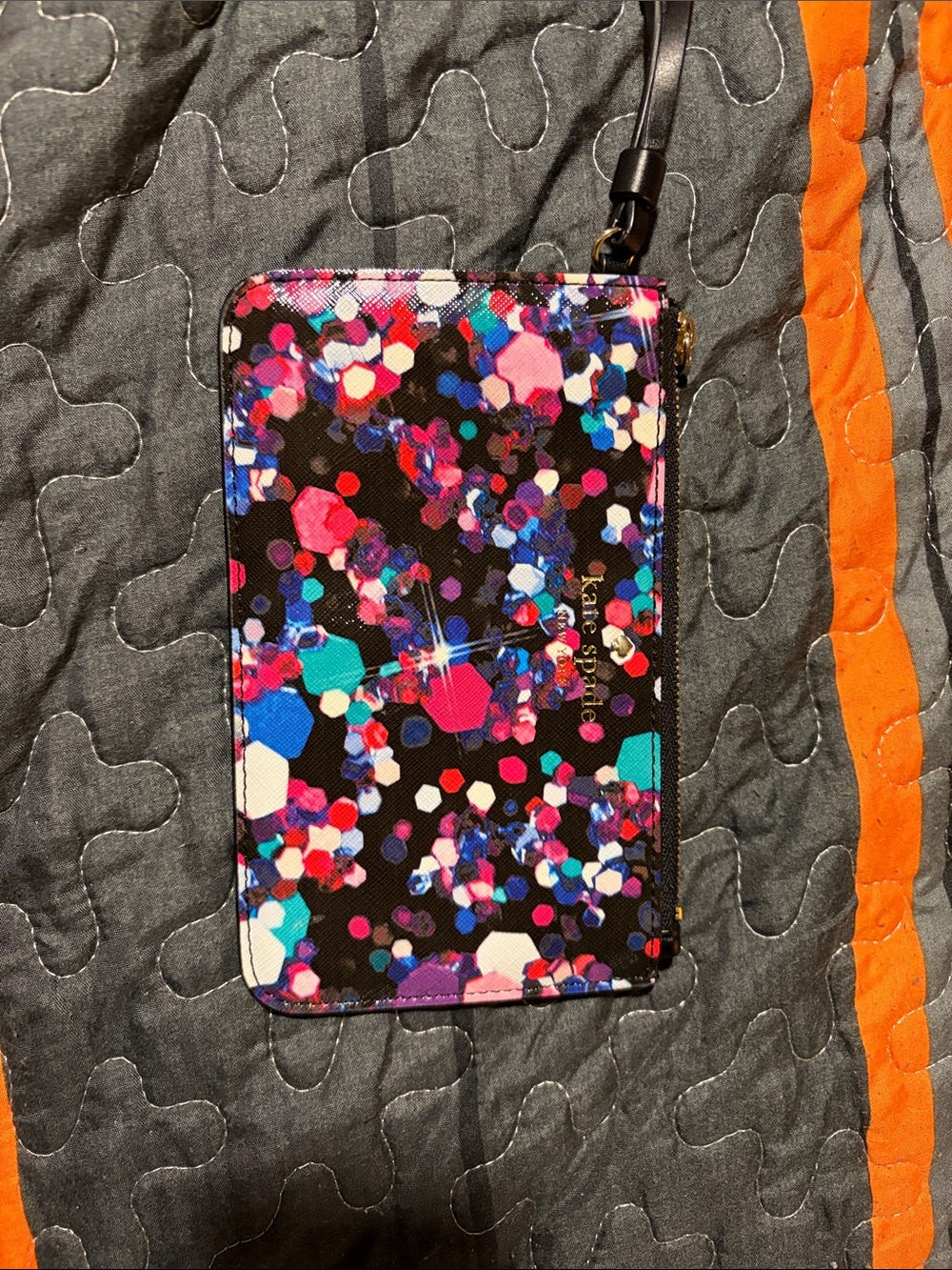 kate spade Black Multi Confetti Dot Wristlet Phone Case
